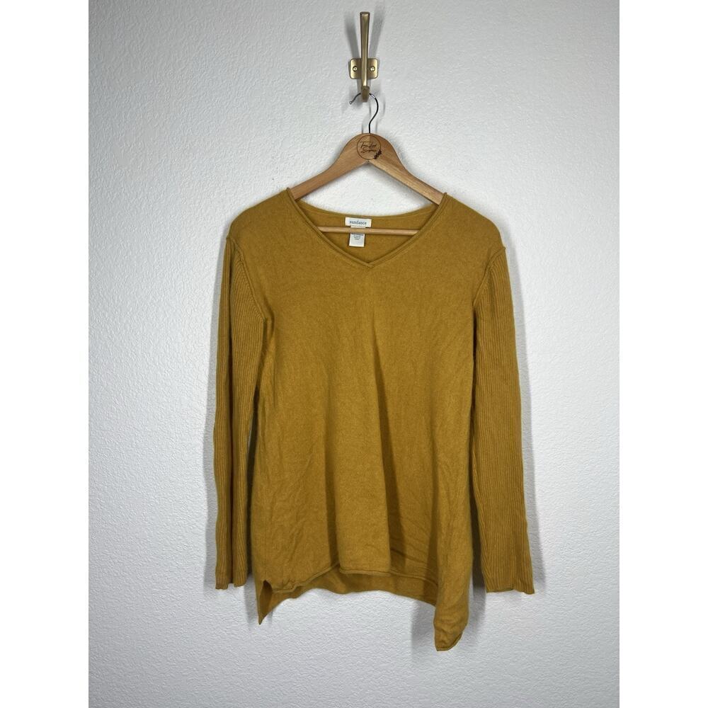 Sundance Cashmere V- Neck Sweater Small Honey Mustard